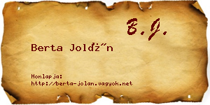 Berta Jolán névjegykártya